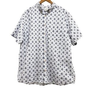 ROWM Mens 2XT Short Sleeve Button Down Shirt Botanical Leaf Nautical Preppy